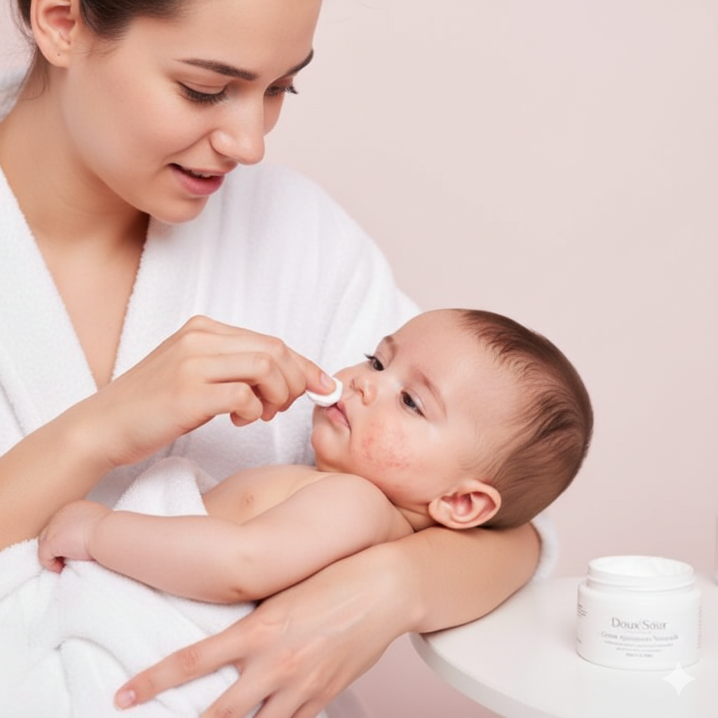 Maman soigne eczema bébé