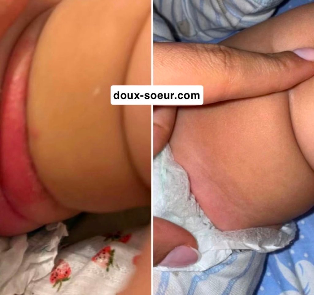 Avant/après crème Tendre Bébé : rougeurs liées à la couche estompées