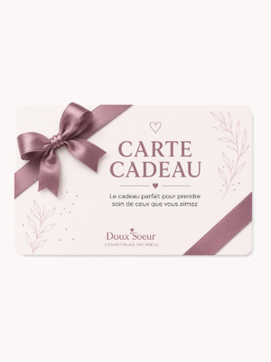 Carte cadeau Doux’Sœur, ruban satiné et feuillage